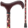 Dark Floral Derby Cane: Adjustable Carbon Fiber