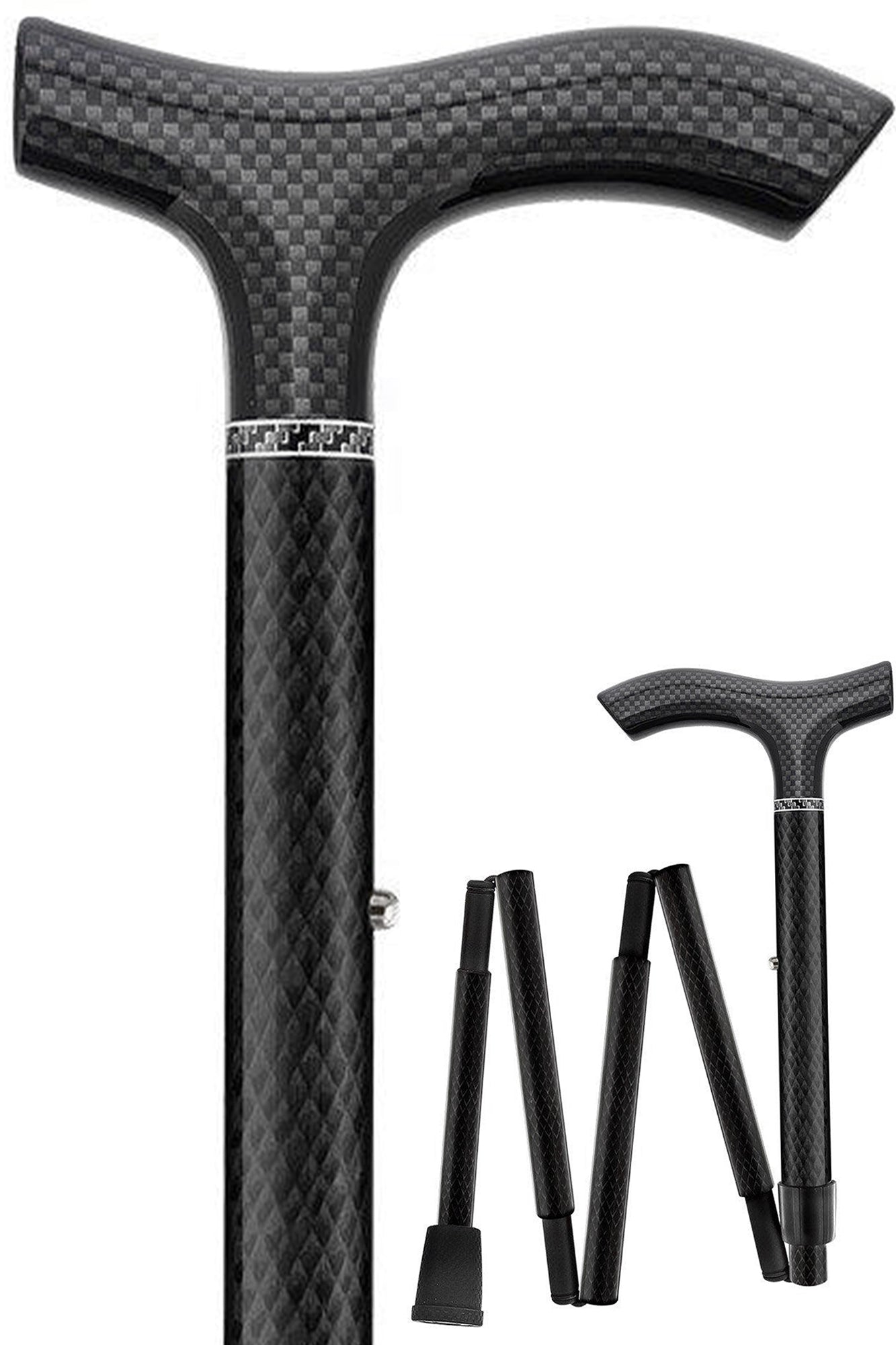Cane Mini Black Triple Wound Carbon Fiber Mini Folding & Adjustable Fritz ...