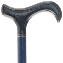 Carbon Fiber Blue Mesh Derby: Adjustable Walking Cane
