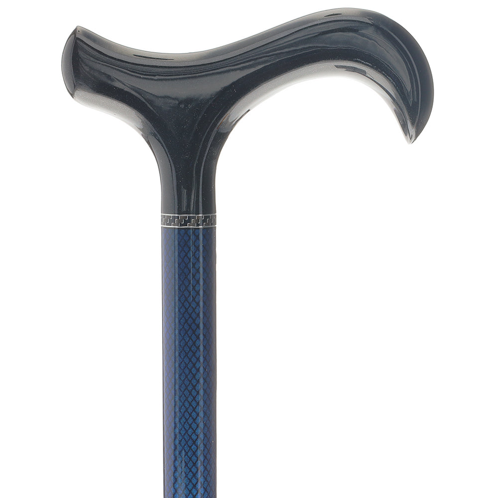 Carbon Fiber Blue Mesh Derby: Adjustable Walking Cane