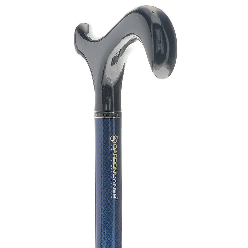 Carbon Fiber Blue Mesh Derby: Adjustable Walking Cane