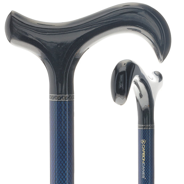 Carbon Fiber Blue Mesh Derby: Adjustable Walking Cane