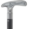 Chrome Plated Golf Putter Walking Cane with Black Beechwood Shaft and Silver Collar