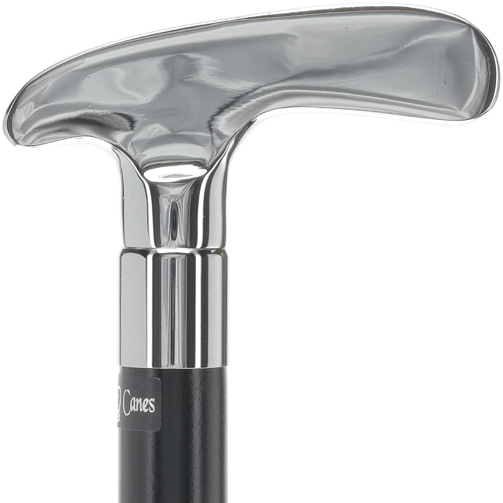 Chrome Plated Golf Putter Walking Cane with Black Beechwood