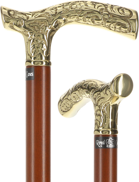 Premium Brass Fritz Handle Walking Cane - Beechwood Shaft