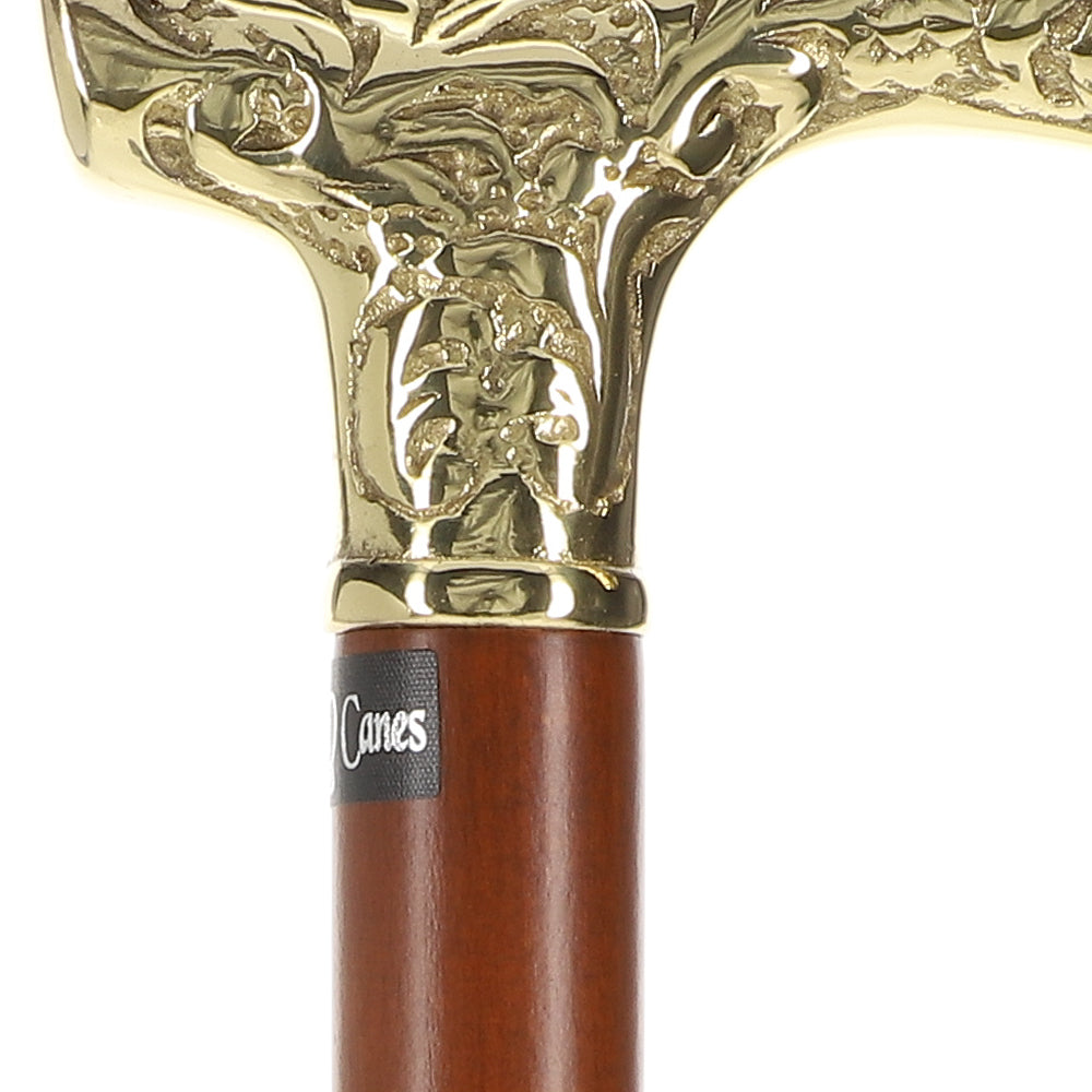 Premium Brass Fritz Handle Walking Cane - Beechwood Shaft