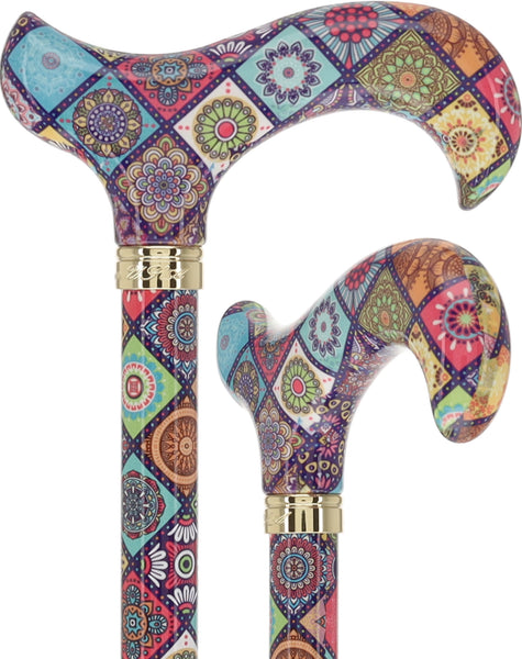 Vibrant FashionStix Colorful Collage: Adjustable Designer Cane