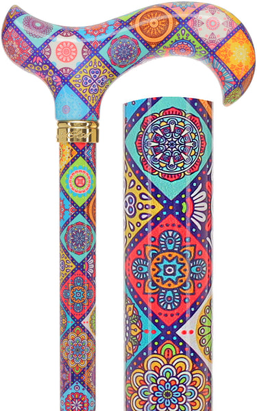 Vibrant FashionStix Colorful Collage: Adjustable Designer Cane