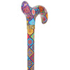 FashionStix Colorful Collage Adjustable Designer Derby Walking Cane with Engraved Collar