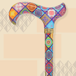 Vibrant FashionStix Colorful Collage: Adjustable Designer Cane
