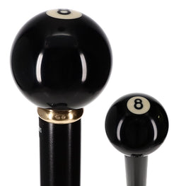 Scratch and Dent Genuine 8-Ball Handle Walking Stick With Black Beechwood Shaft and Brass Collar V1216