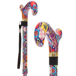 FashionStix Colorful Collage Folding Adjustable Derby Walking Cane