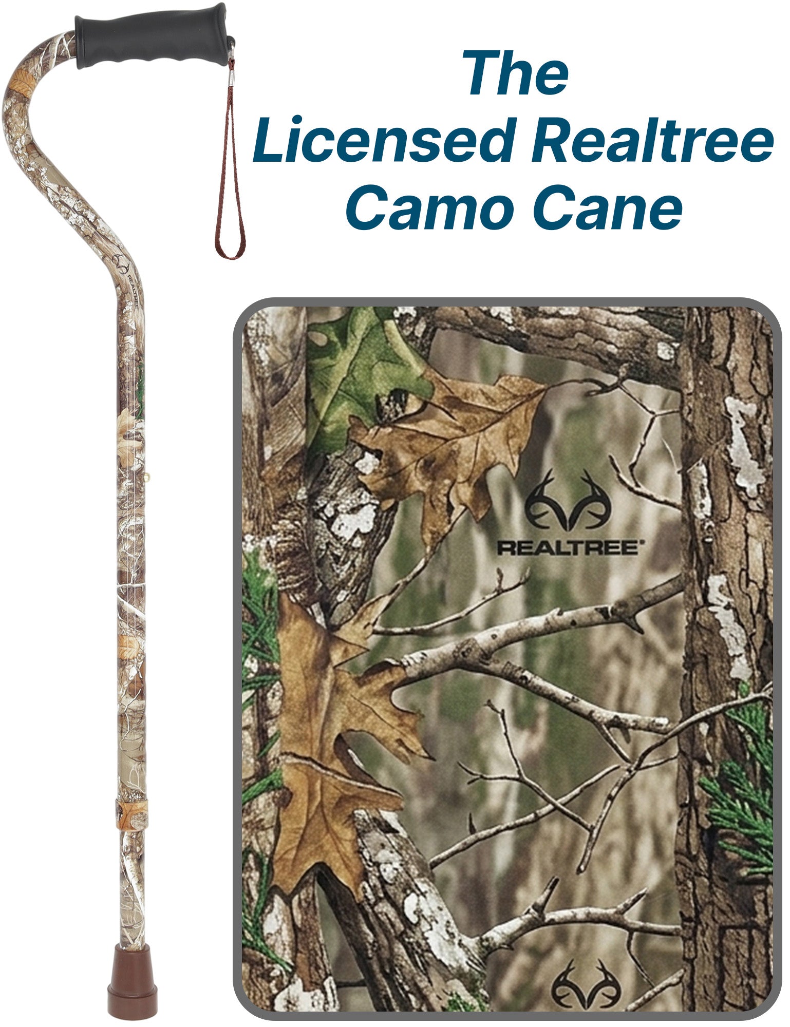 Licensed Realtree Camo Cane: Adjustable & Comfort Grip