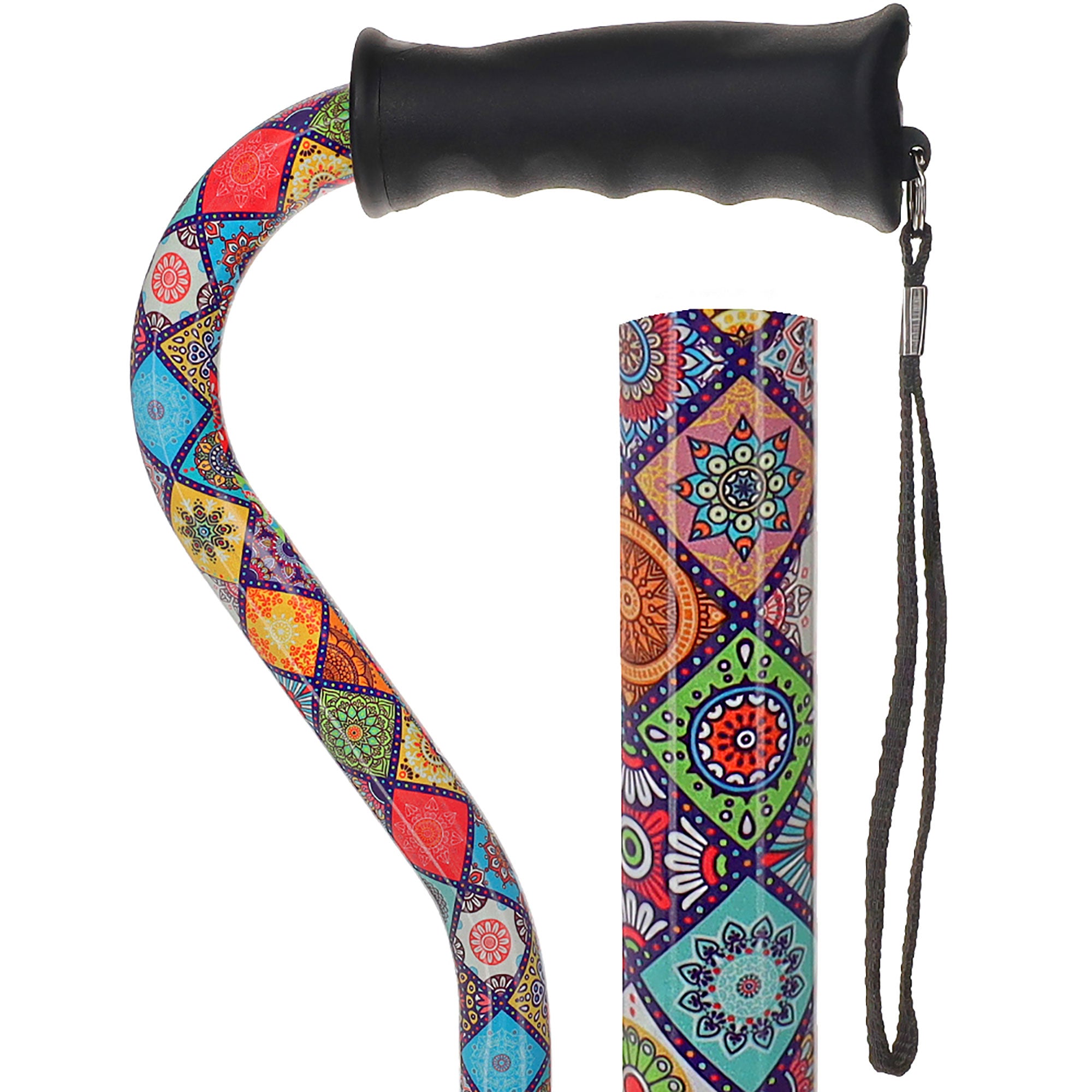 Vibrant FashionStix Colorful Collage: Comfort Grip Offset Cane