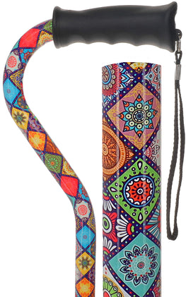 Vibrant FashionStix Colorful Collage: Comfort Grip Offset Cane