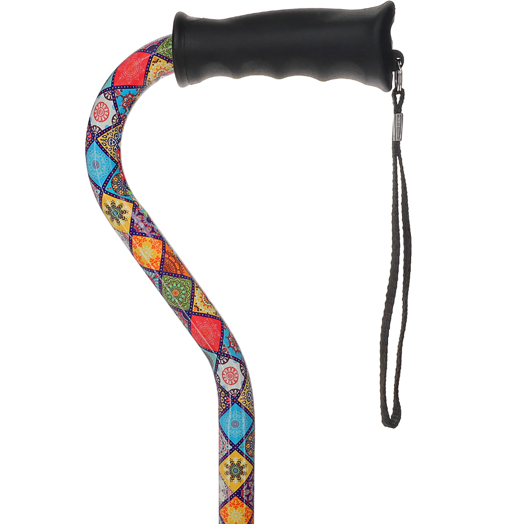Vibrant FashionStix Colorful Collage: Comfort Grip Offset Cane