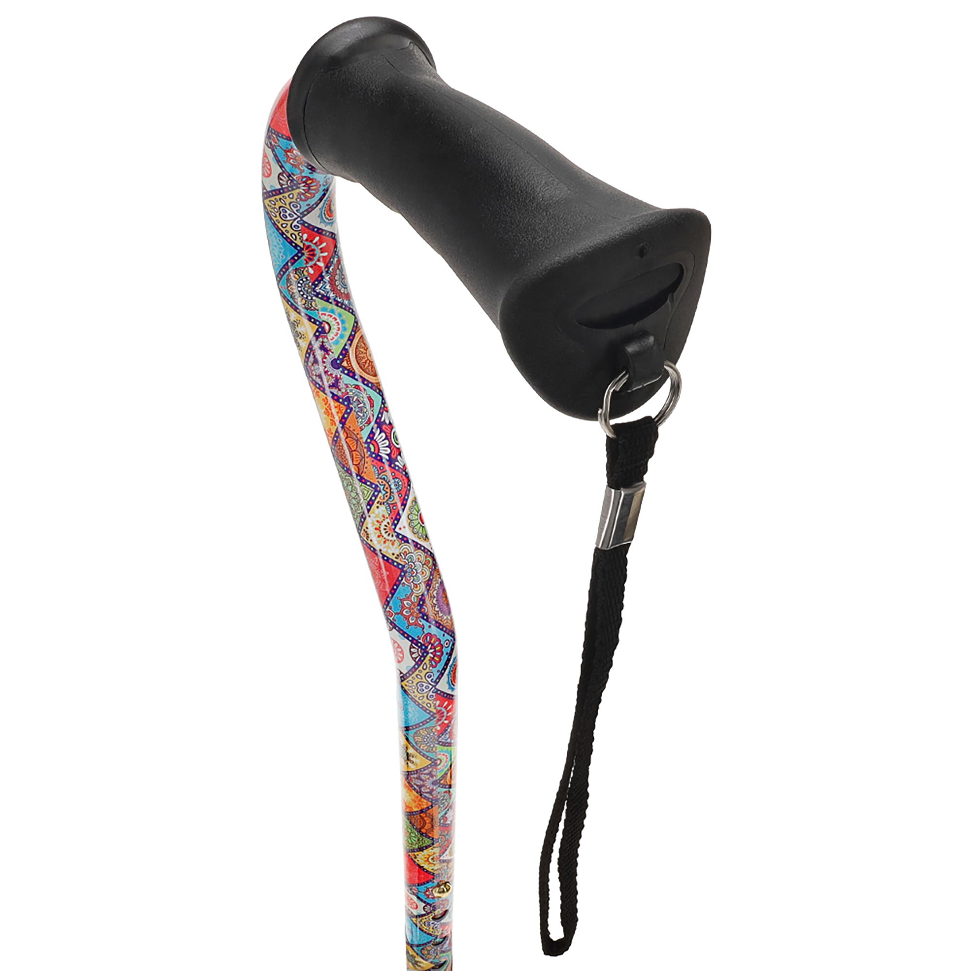 Vibrant FashionStix Colorful Collage: Comfort Grip Offset Cane
