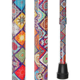 FashionStix Colorful Collage Offset Walking Cane with Comfort Grip 2.0