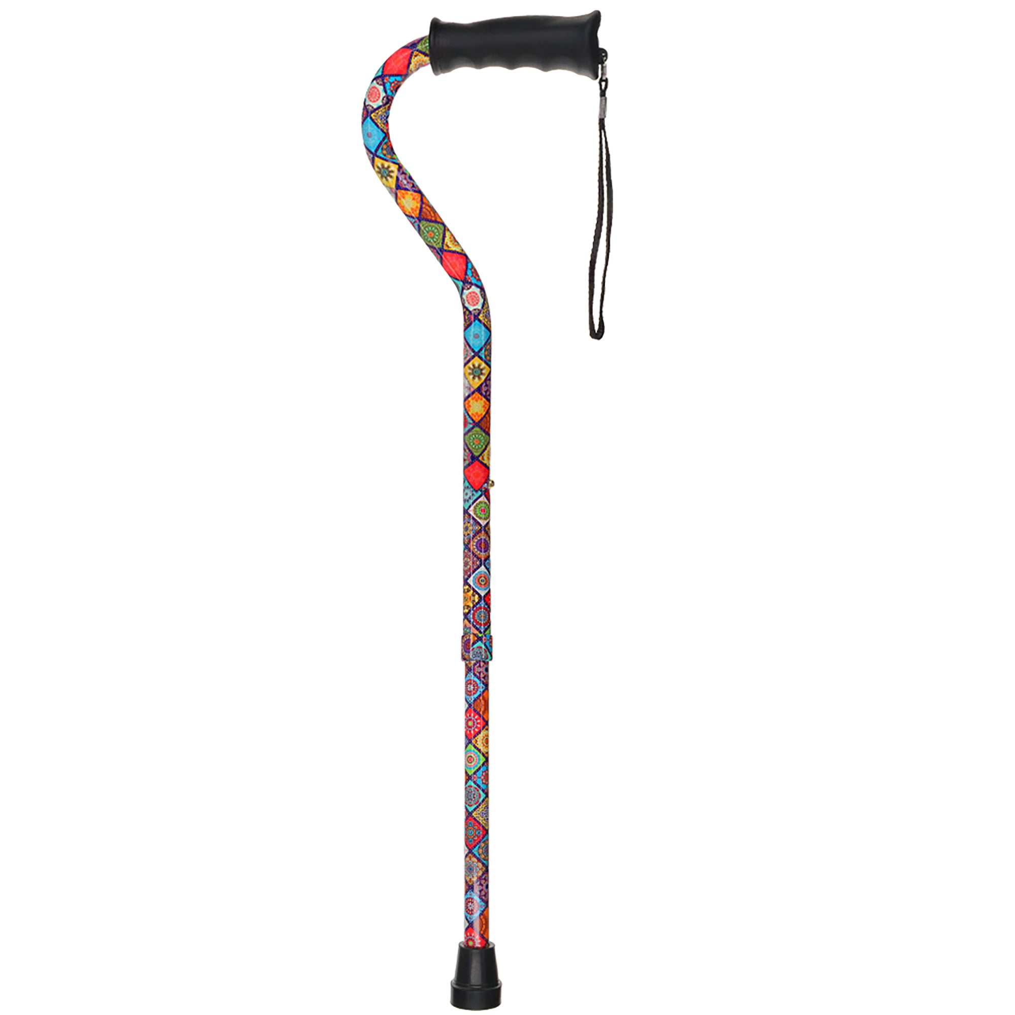Vibrant FashionStix Colorful Collage: Comfort Grip Offset Cane