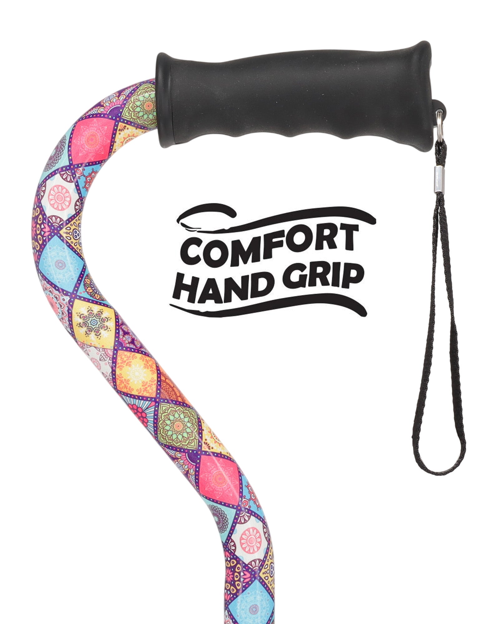 Vibrant FashionStix Colorful Collage: Comfort Grip Offset Cane