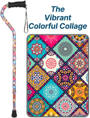 Vibrant FashionStix Colorful Collage: Comfort Grip Offset Cane
