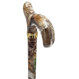 Realtree Camo Adjustable Designer Derby Walking Cane with Engraved Collar