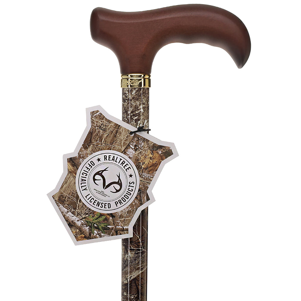 Realtree Camo Adjustable Walking Cane: Wood Handle, Licensed