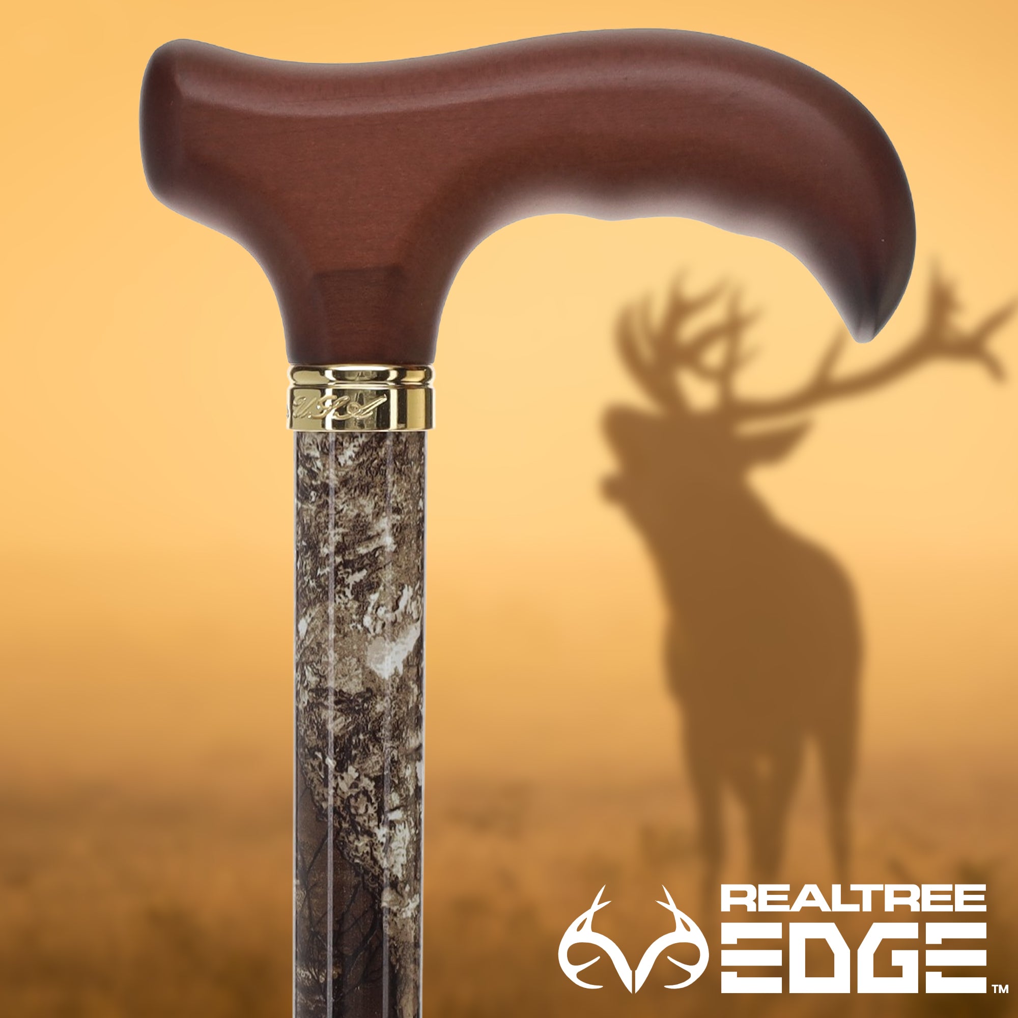 Realtree Camo Adjustable Walking Cane: Wood Handle, Licensed