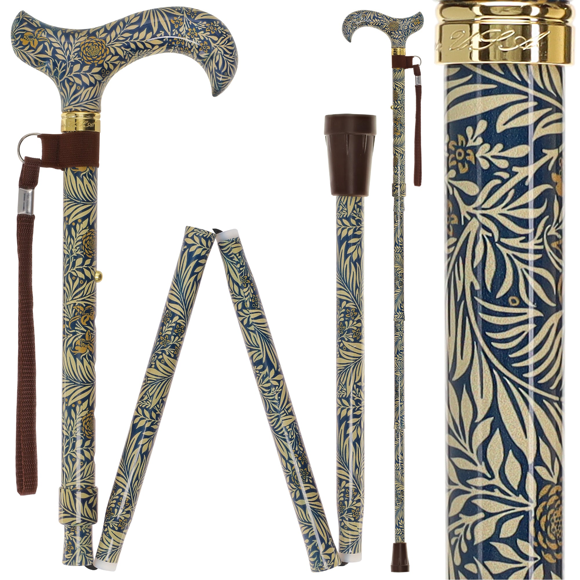 Golden Petals FashionStix: Designer Foldable Derby Cane