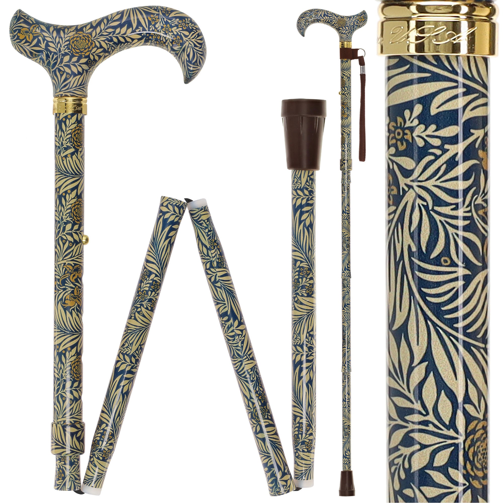 Golden Petals FashionStix: Designer Foldable Derby Cane