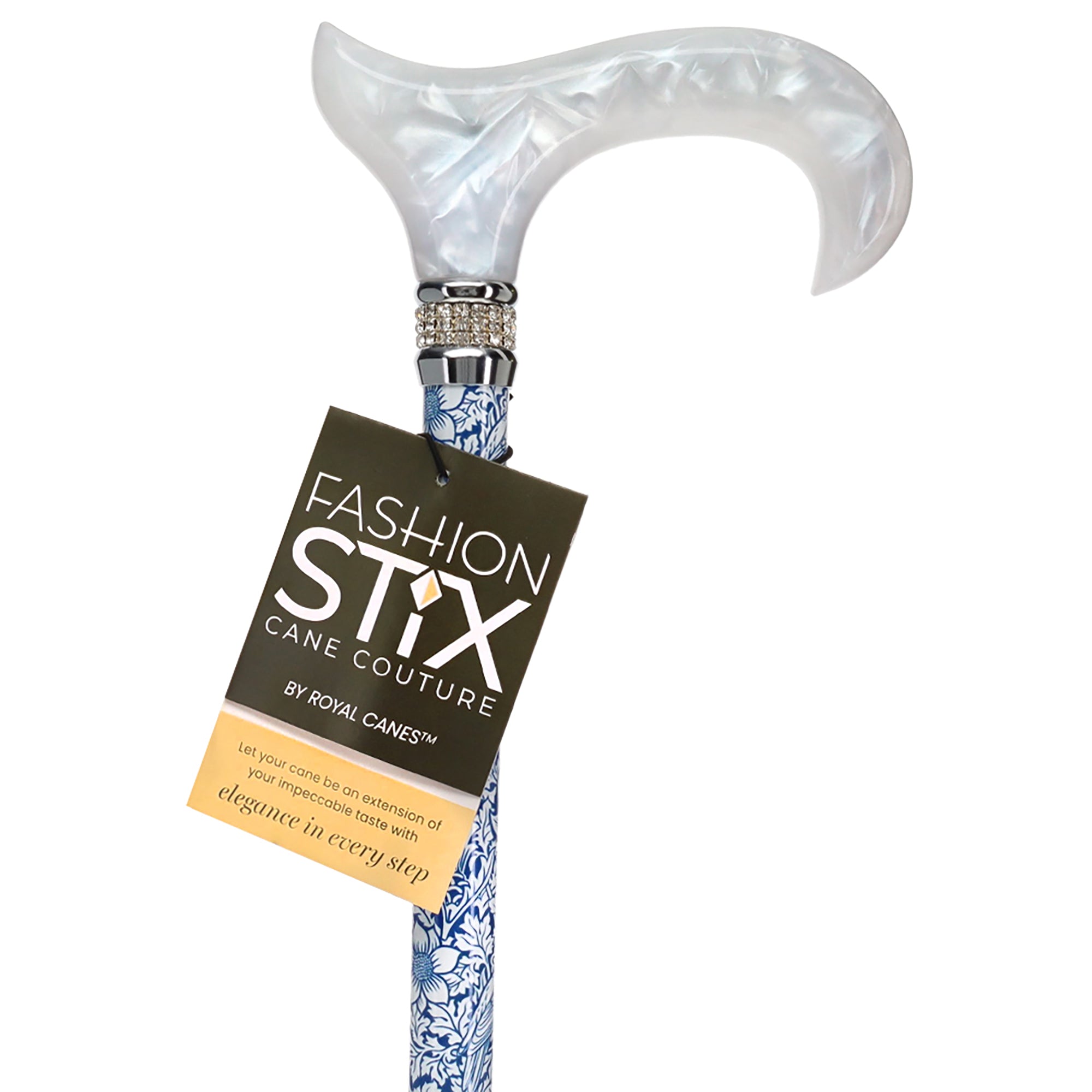 Songbird Harmony Rhinestone Pattern Orthopedic Derby Cane