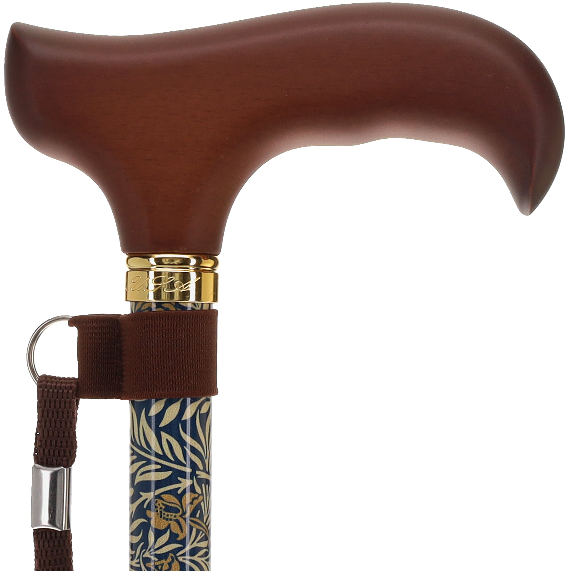 Golden Petals FashionStix: Foldable Derby Walking Cane with Wood Handle