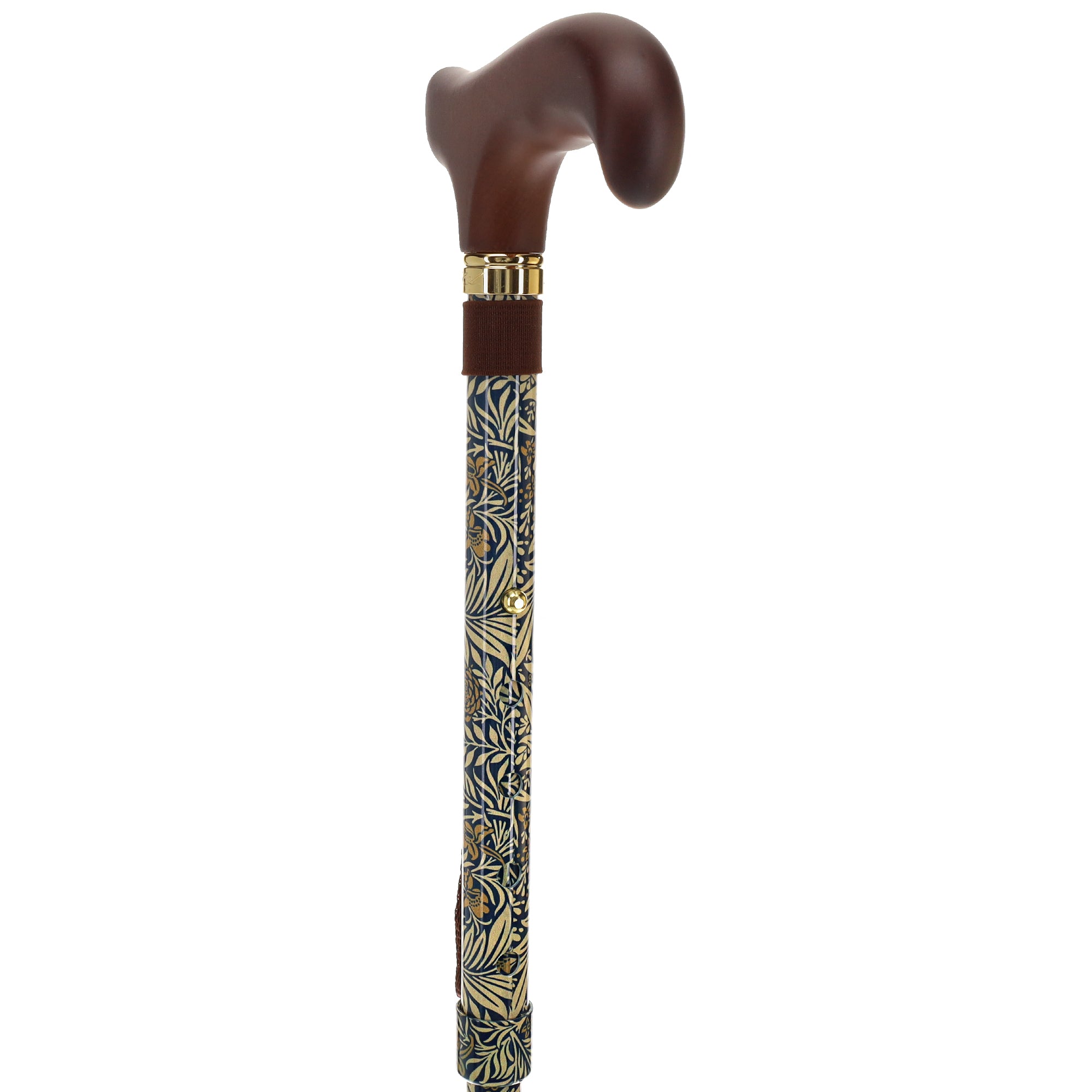 Golden Petals FashionStix: Foldable Derby Walking Cane with Wood Handle