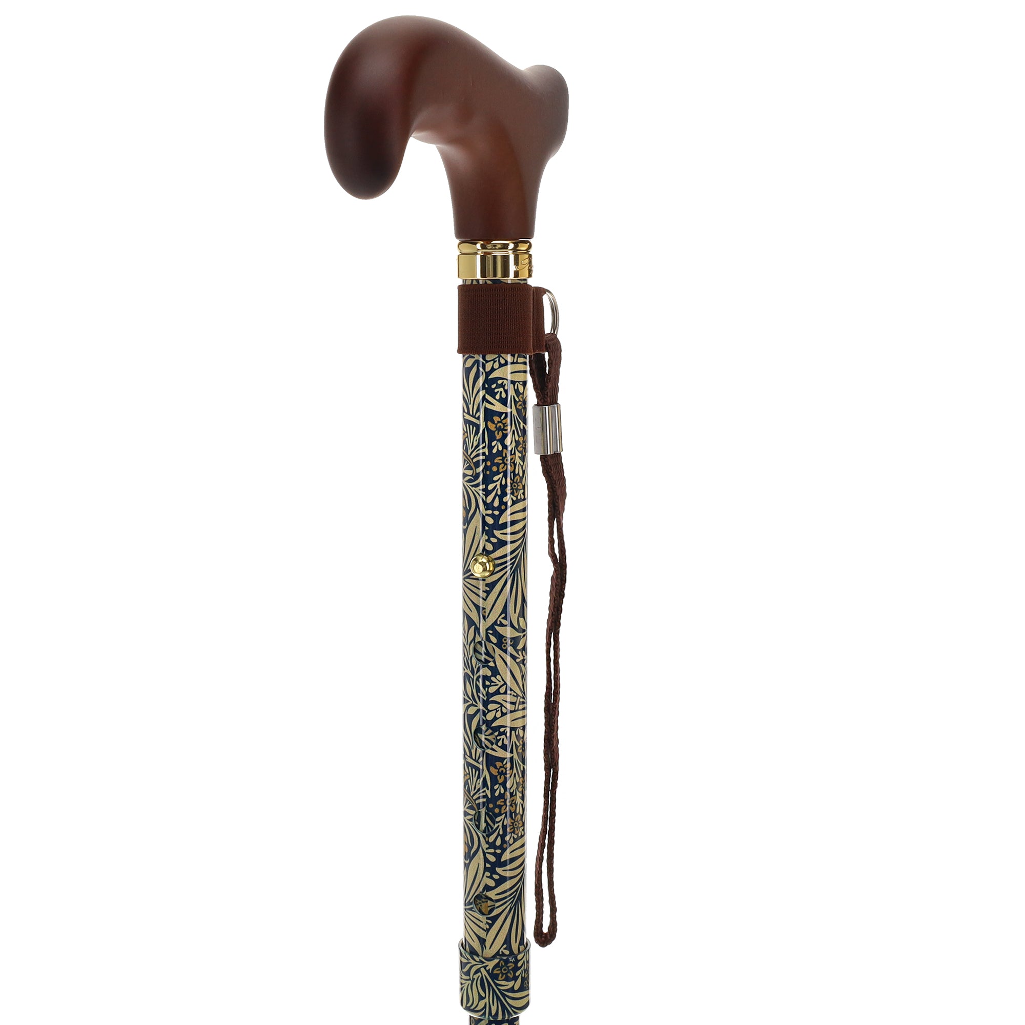 Golden Petals FashionStix: Foldable Derby Walking Cane with Wood Handle