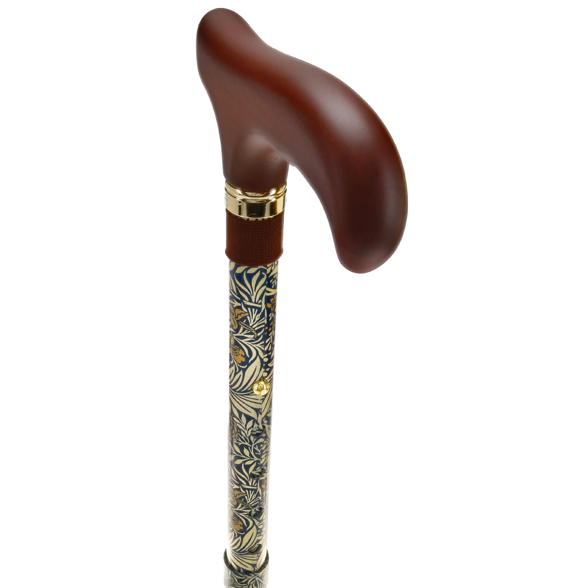 Golden Petals FashionStix: Foldable Derby Walking Cane with Wood Handle