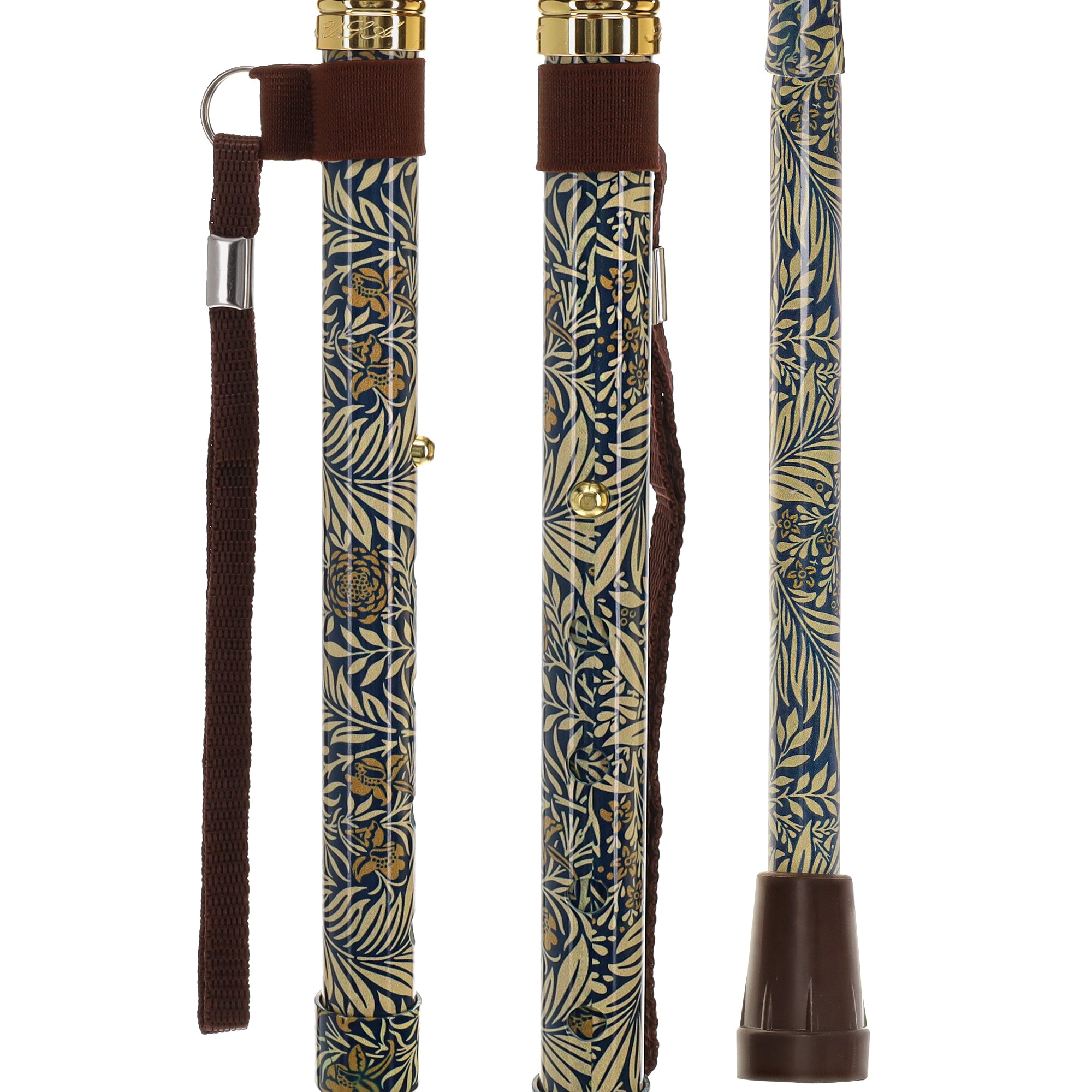 Golden Petals FashionStix: Foldable Derby Walking Cane with Wood Handle