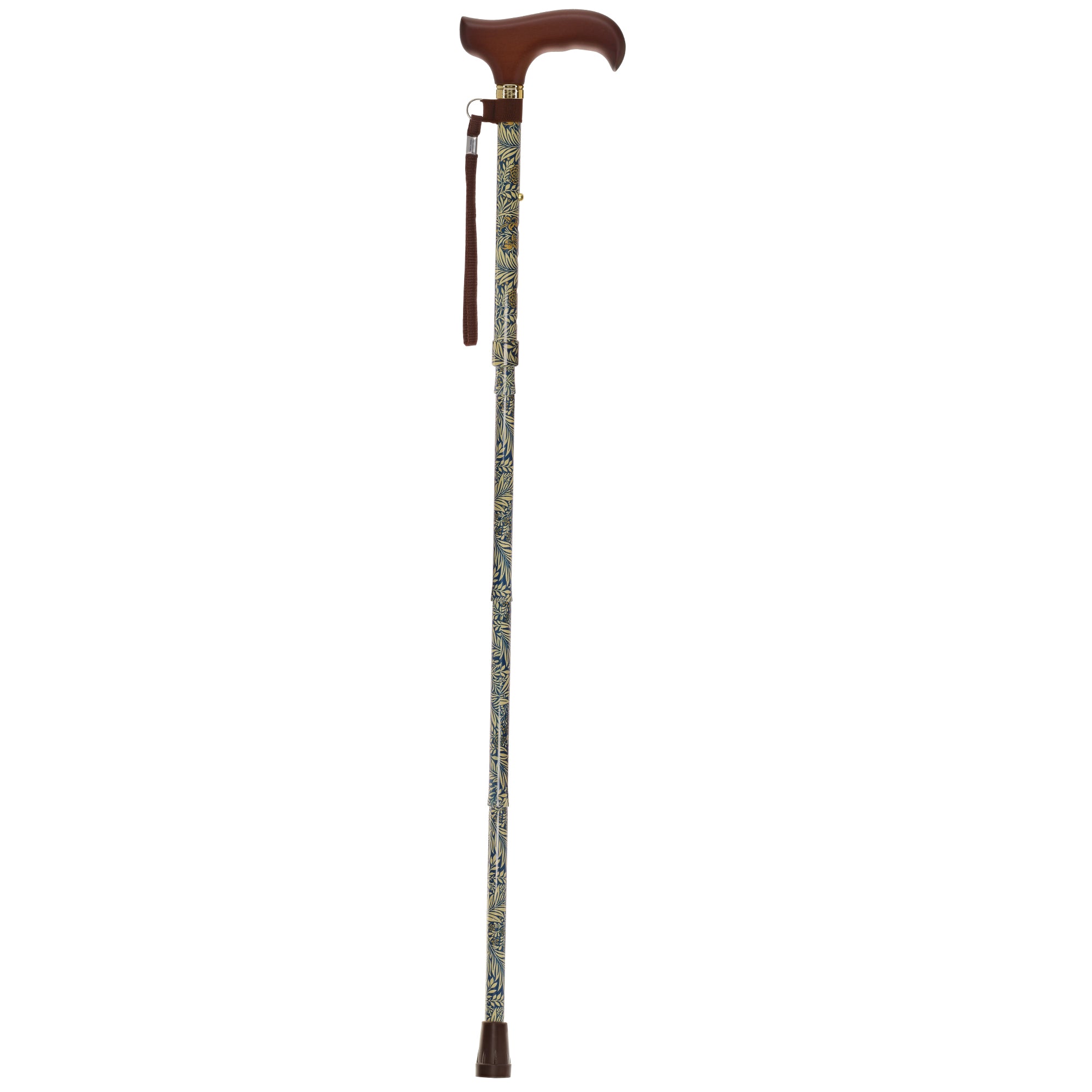 Golden Petals FashionStix: Foldable Derby Walking Cane with Wood Handle