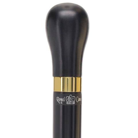 Scratch and Dent Brandy Flask Smuggler Knob Walking Stick With Black Beechwood Shaft and Brass Collar V2181