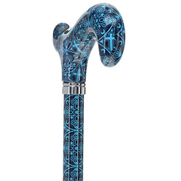 Blue Infinity Cross Designer Derby Adjustable Walking Cane