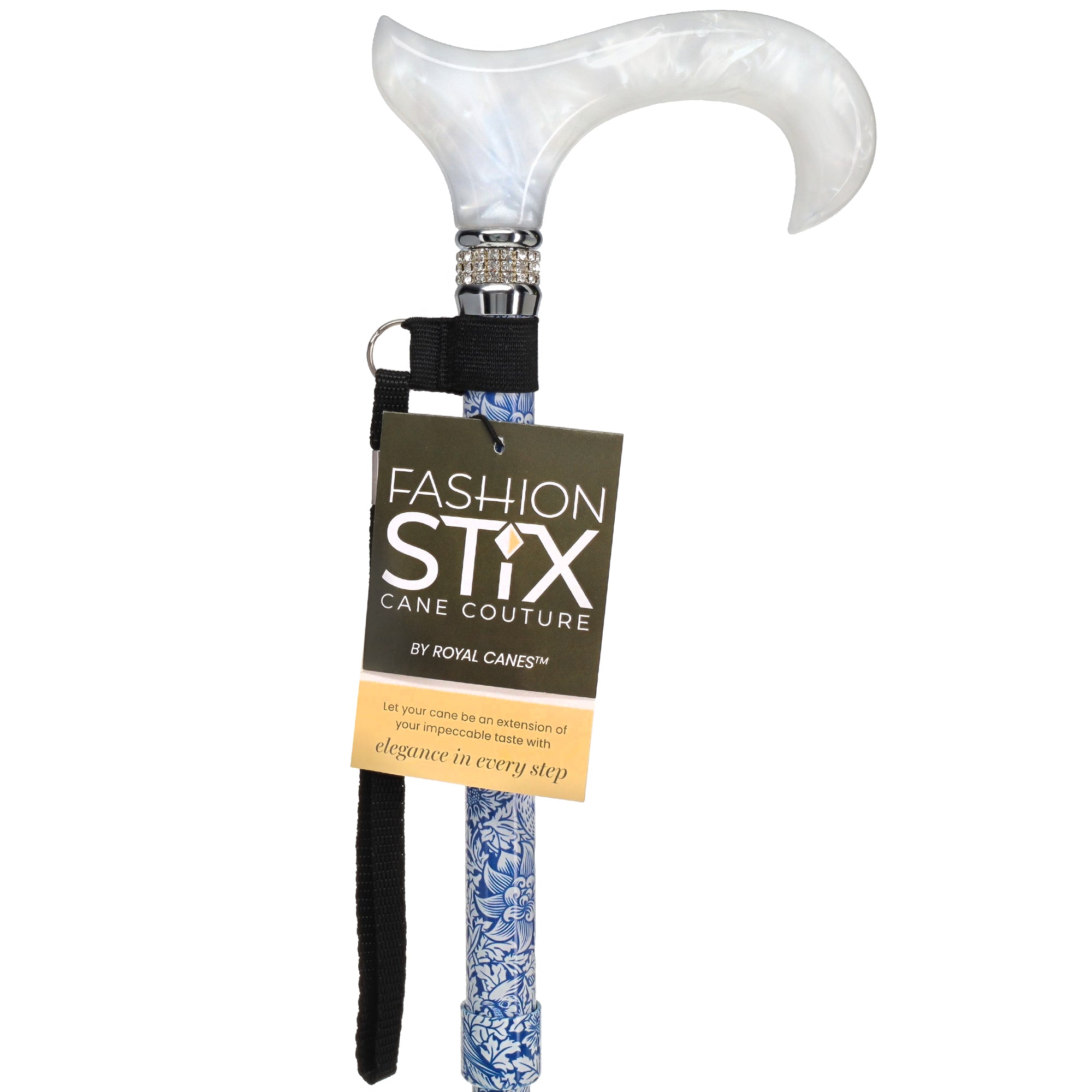 Songbird Harmony Rhinestone Pattern Orthopedic Derby Cane