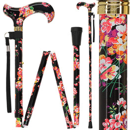 Blooming Floral FashionStix: Chic Folding Walking Cane