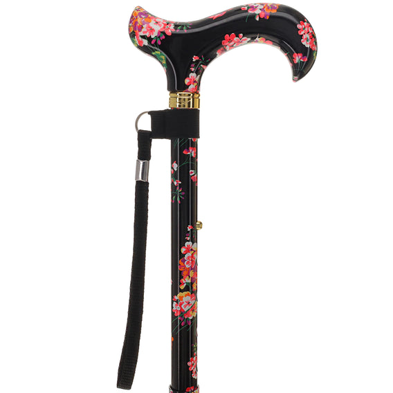 Blooming Floral FashionStix: Chic Folding Walking Cane