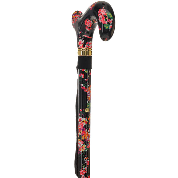 Blooming Floral FashionStix: Chic Folding Walking Cane