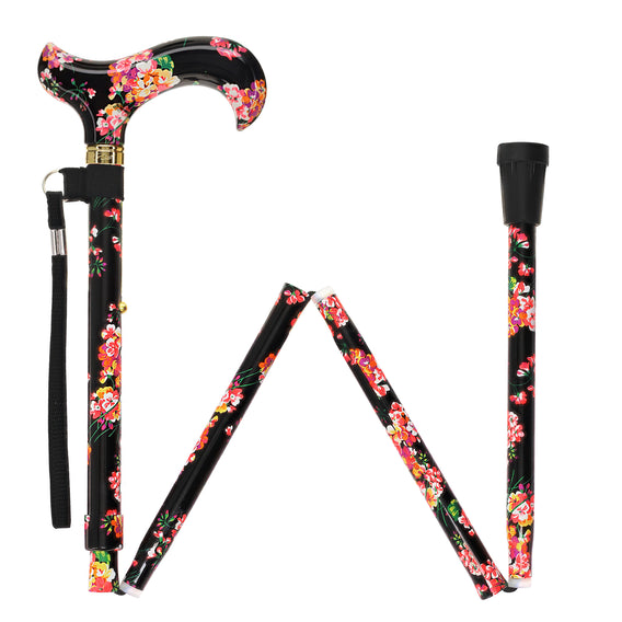 Blooming Floral FashionStix: Chic Folding Walking Cane