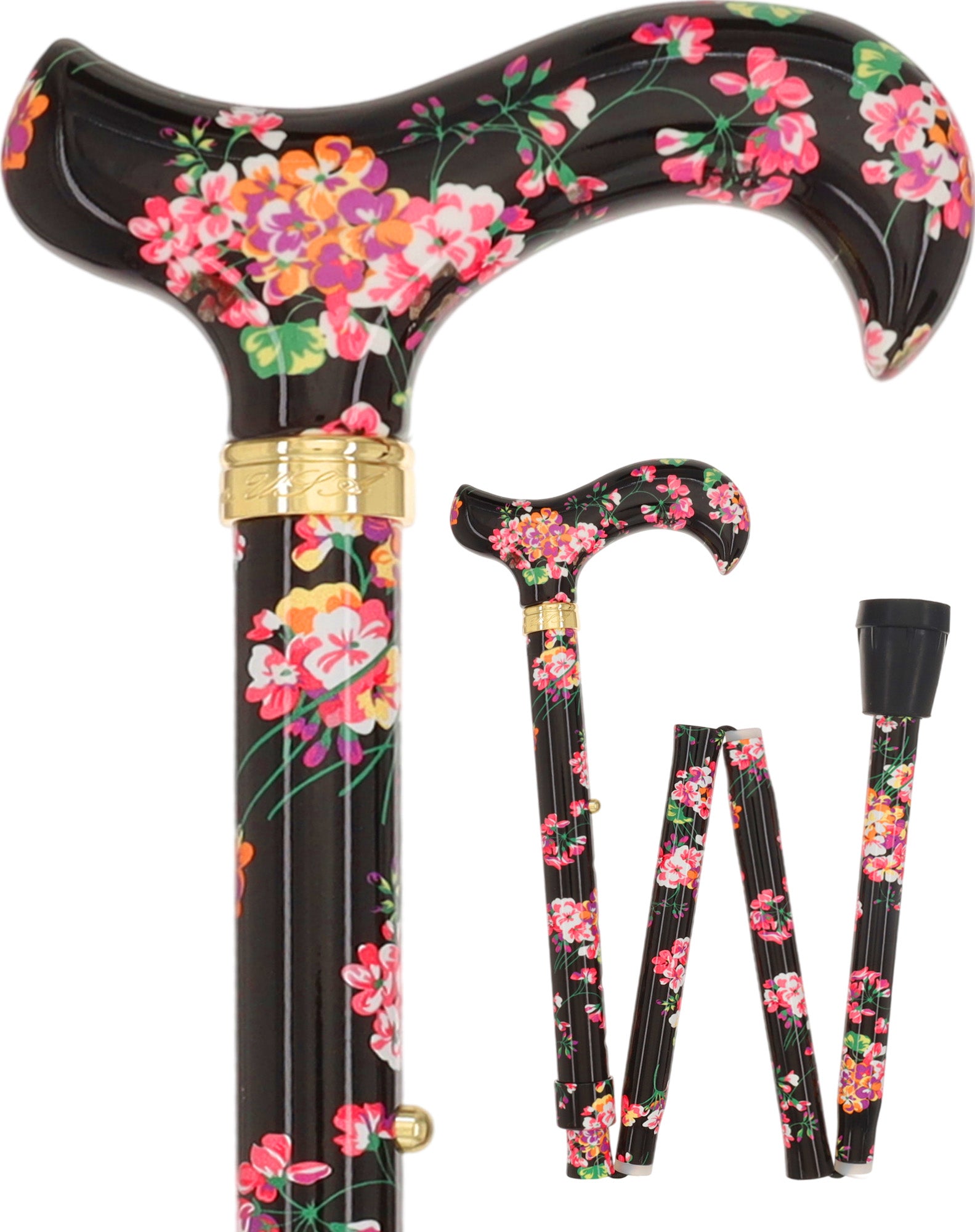 Blooming Floral FashionStix: Chic Folding Walking Cane