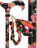 Midnight Floral Designer Cane: Luxury Silk Scarf Option