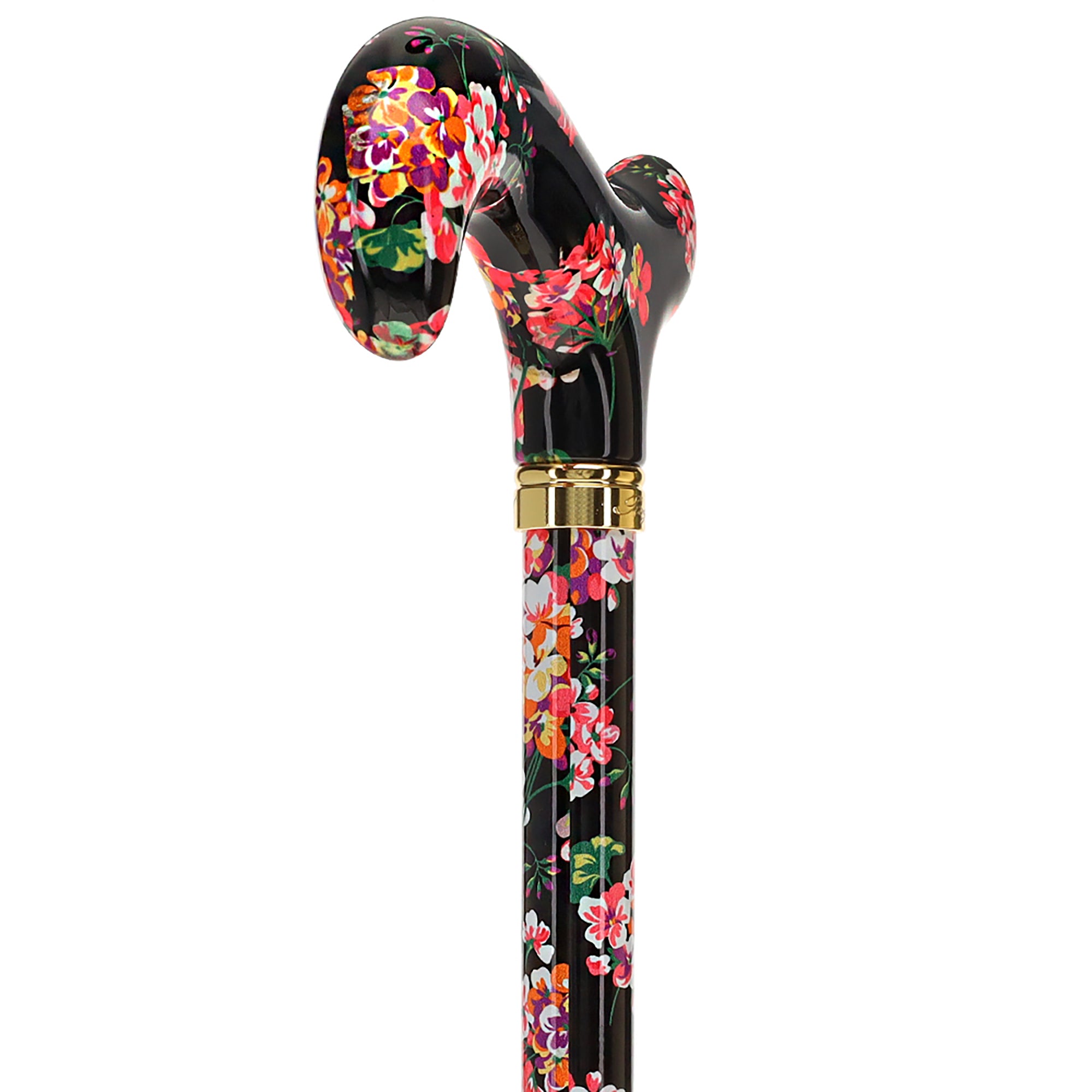 Midnight Floral Designer Cane: Luxury Silk Scarf Option