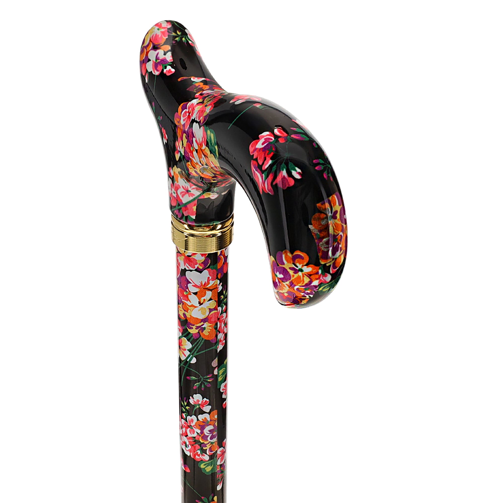 Midnight Floral Designer Cane: Luxury Silk Scarf Option