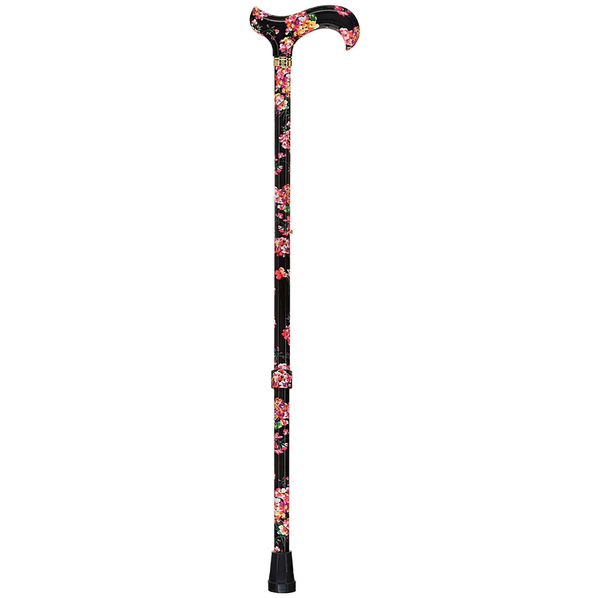 Midnight Floral Designer Cane: Luxury Silk Scarf Option