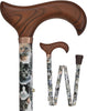 Cat Lovers: Designer Folding Adjustable Cane w/ Wooden Handle